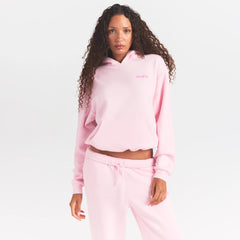 COTTON FLEECE HOODIE WITH EMBOSSED LOGO | CHERRY BLOSSOM
