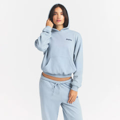 COTTON FLEECE HOODIE WITH EMBOSSED LOGO | FOG