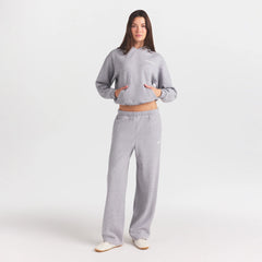 COTTON FLEECE HOODIE WITH EMBOSSED LOGO | HEATHER GREY