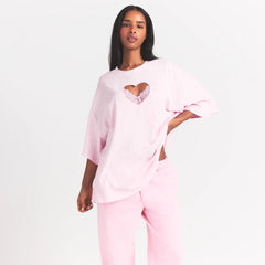 WORN IN JERSEY OVERSIZED HEART T-SHIRT | BABY PINK