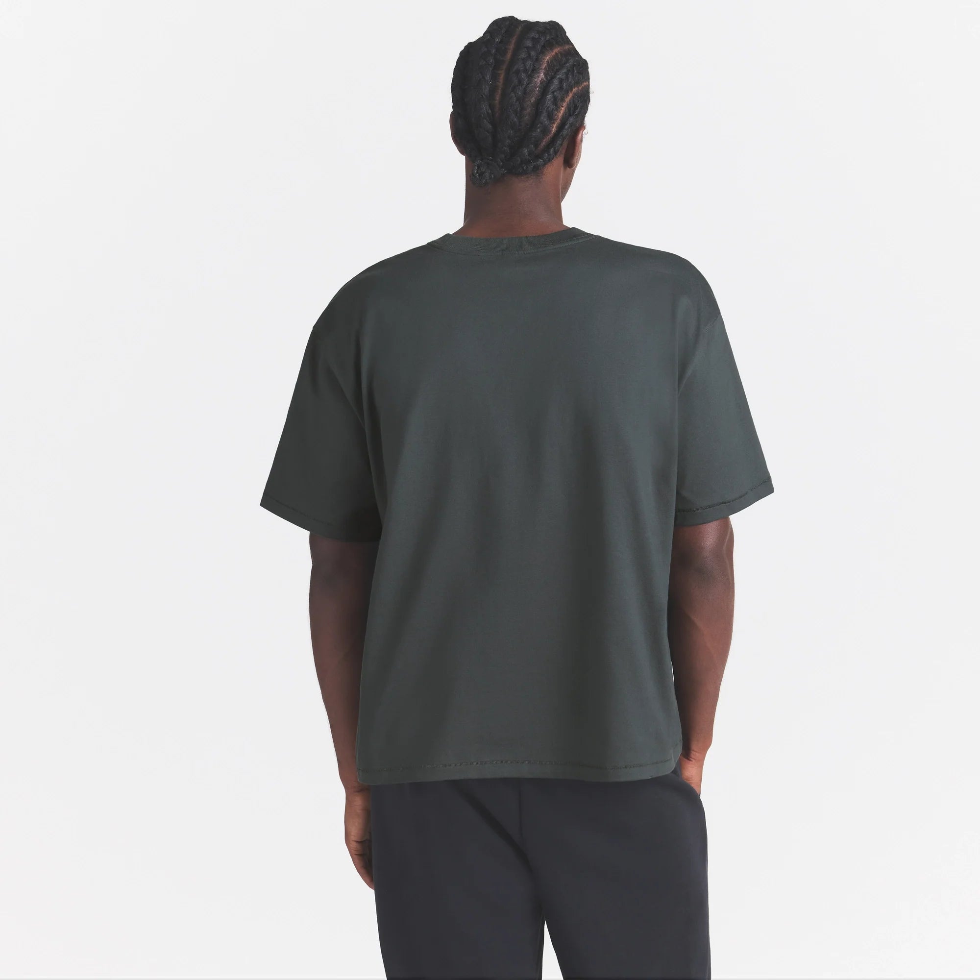 HEAVYWEIGHT COTTON MENS RELAXED CROPPED CREWNECK | DEEP SEA