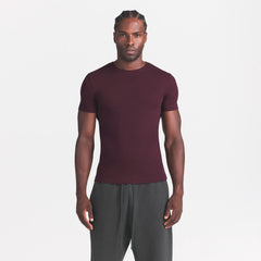 SKIMS COTTON RIB MENS T-SHIRT | CURRANT